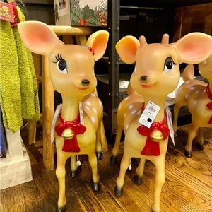 Nostalgic Girl & Boy blow mold Reindeer set LED